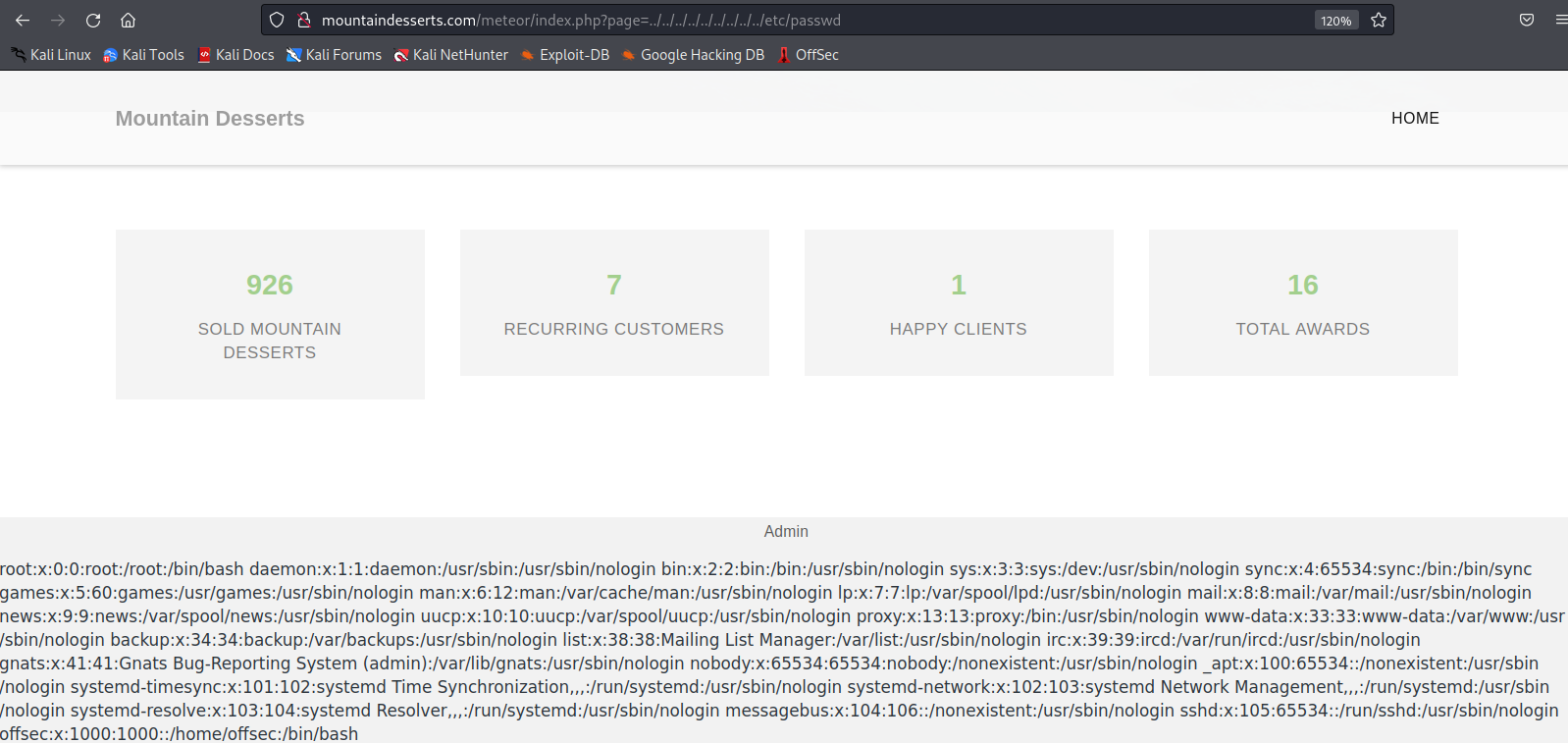 Web Application shows contents of Passwd File