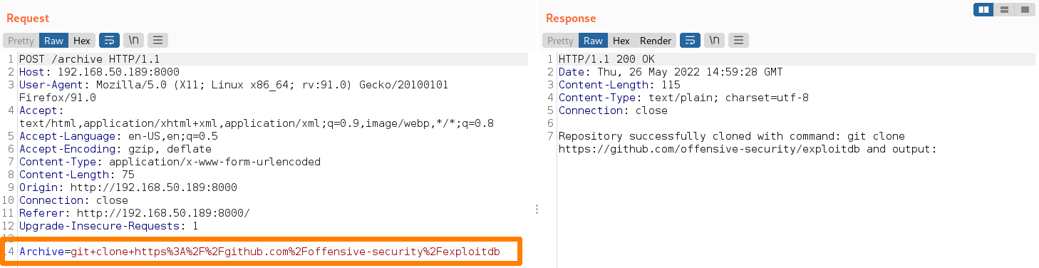 Archive Parameter in the POST request